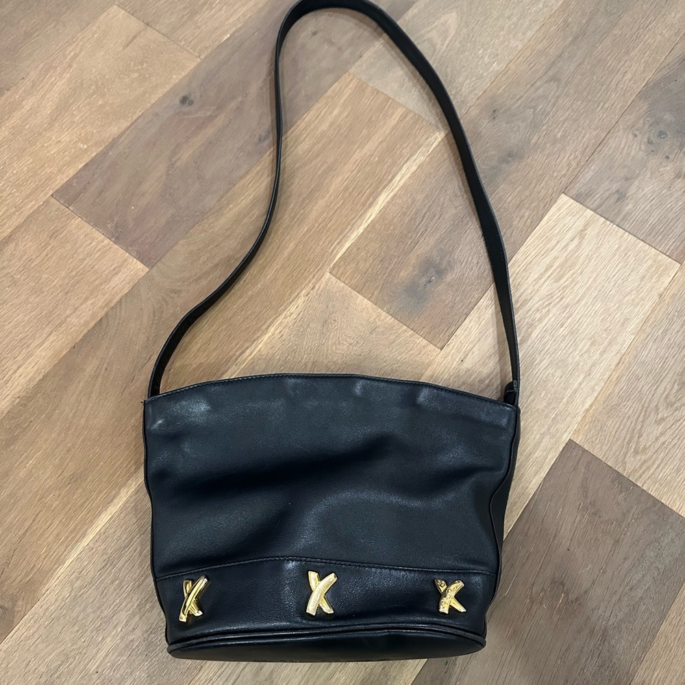Vintage Paloma Picasso crossbody bucket bag in Black